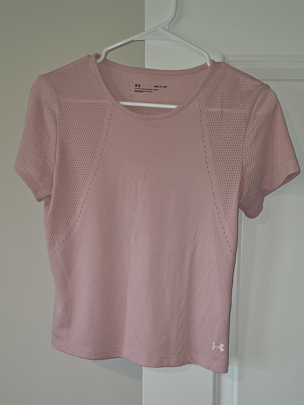 Under Armour Light Pink Short Sleeve Mesh Athletic Tee